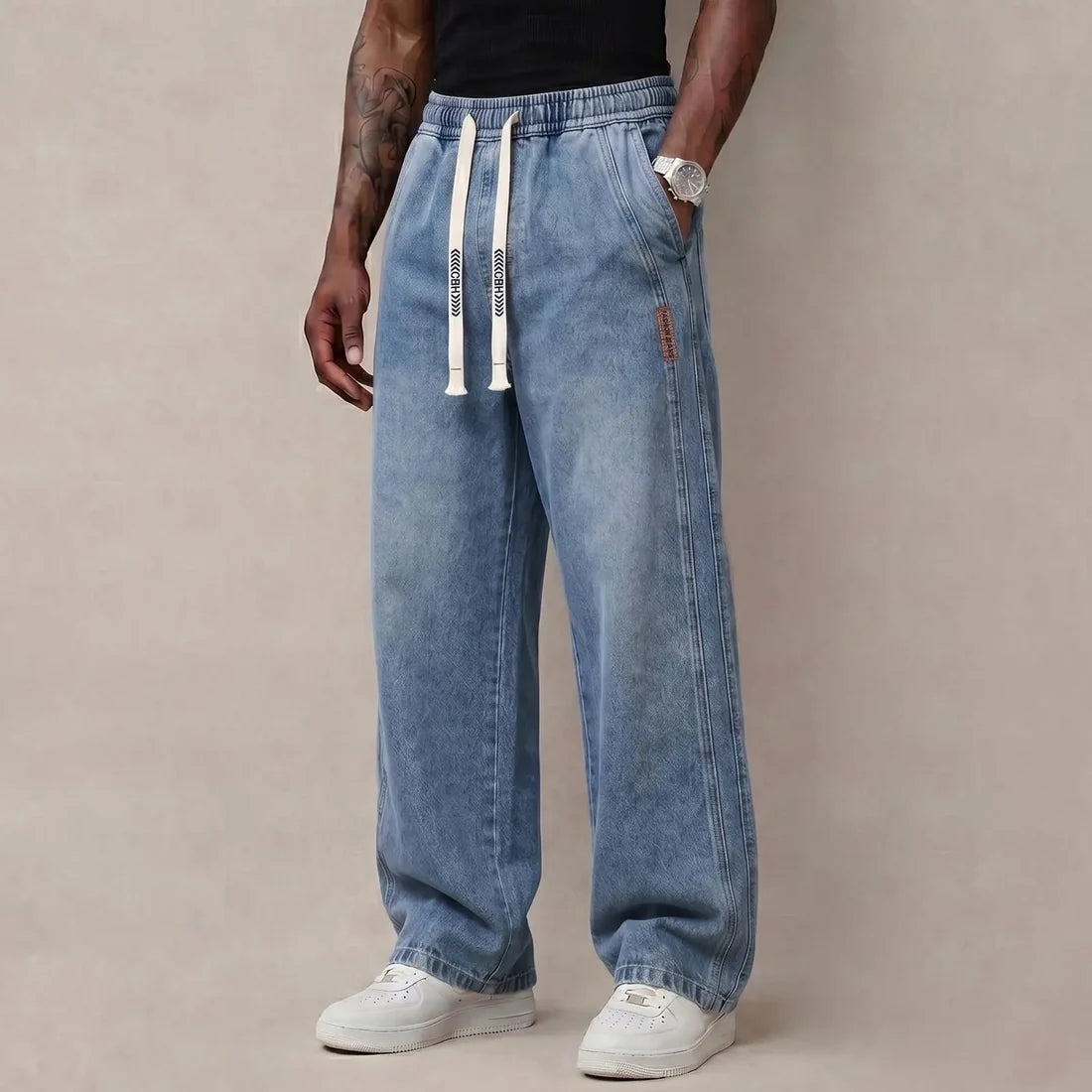 BEST SELLER I6PCS$24.63 I Men's StretchCotton Loose-FitDrawstring Jeans