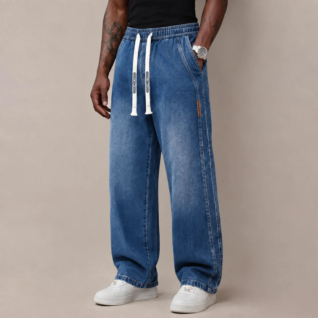 BEST SELLER I6PCS$24.63 I Men's StretchCotton Loose-FitDrawstring Jeans
