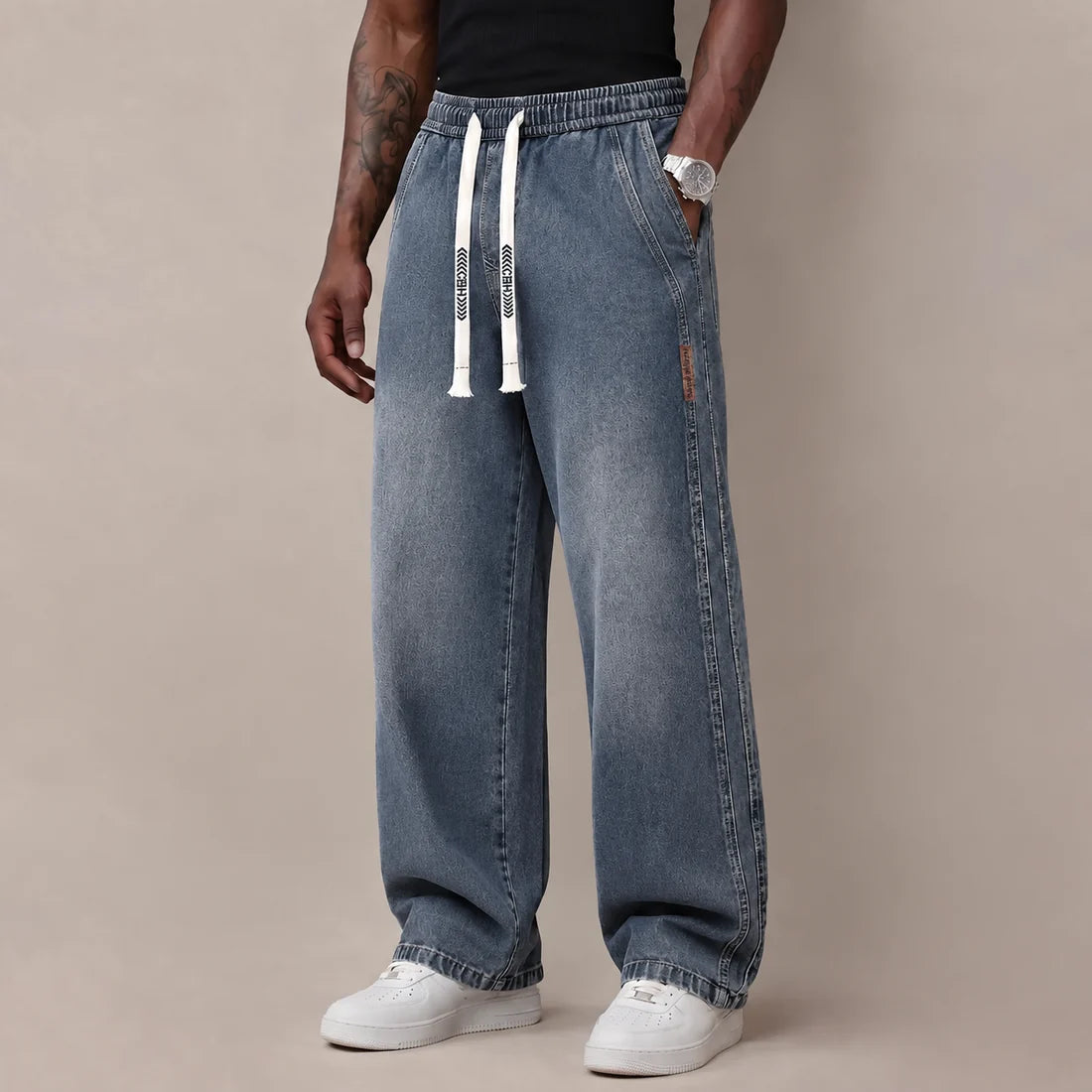 BEST SELLER I6PCS$24.63 I Men's StretchCotton Loose-FitDrawstring Jeans