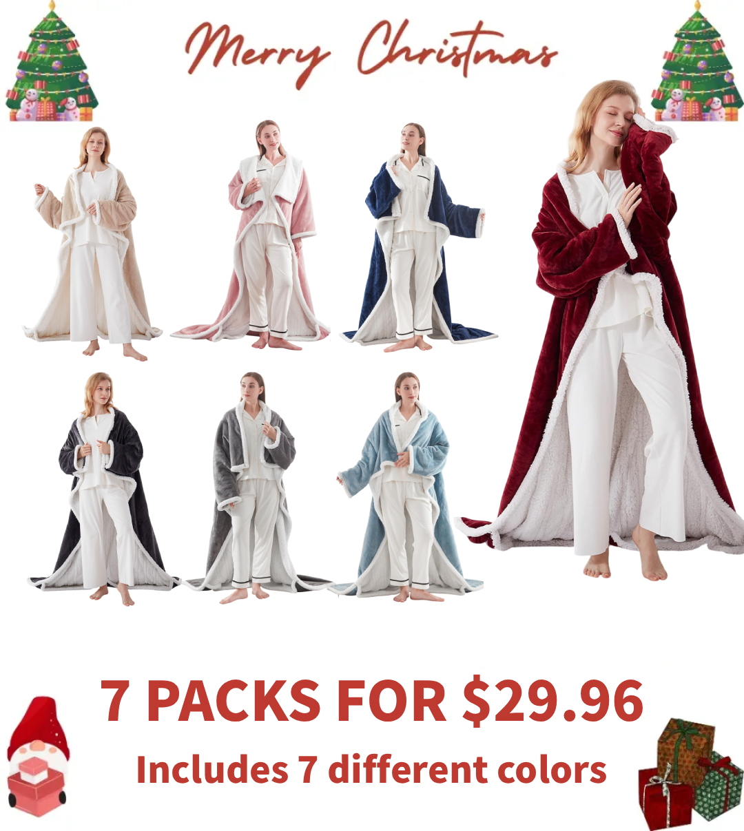 Electric Heated Wearable Blanket - Flannel & Sherpa,  6 Heating Levels & Timer, Wearable with Built-in Foot Pockets & Sleeves