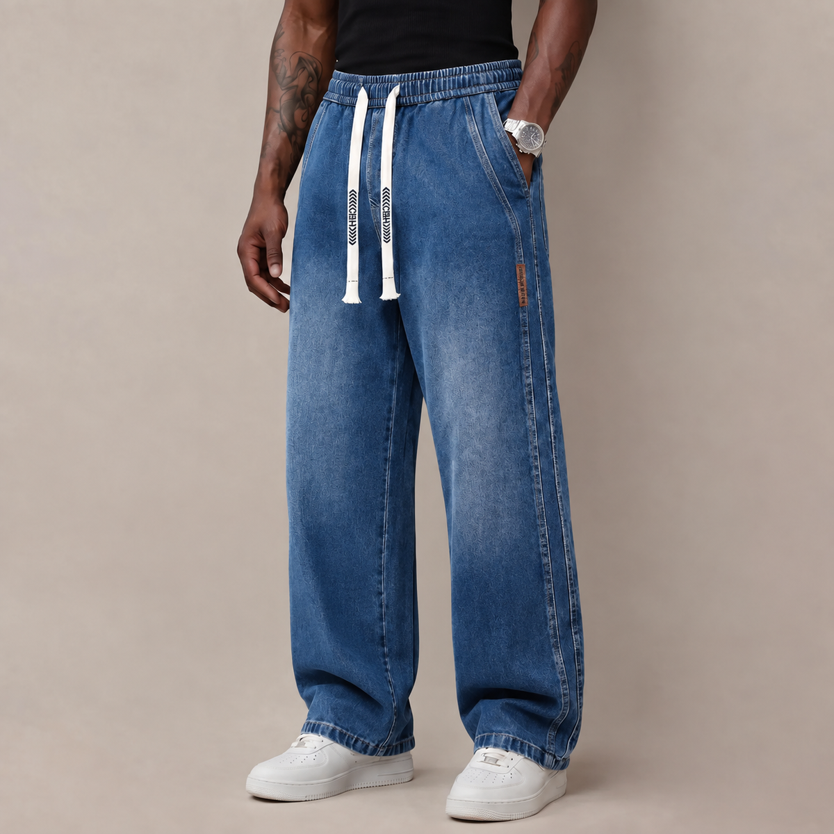 🔥 BEST SELLER | 6PCS $24.63 | Men's Stretch Cotton Loose-Fit Drawstring Jeans